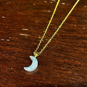Iridescent holographic moon necklace